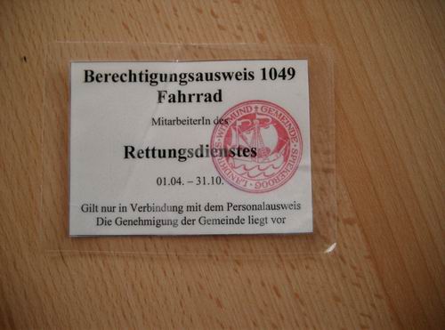 Fahrrad-Berechtigungsausweis!